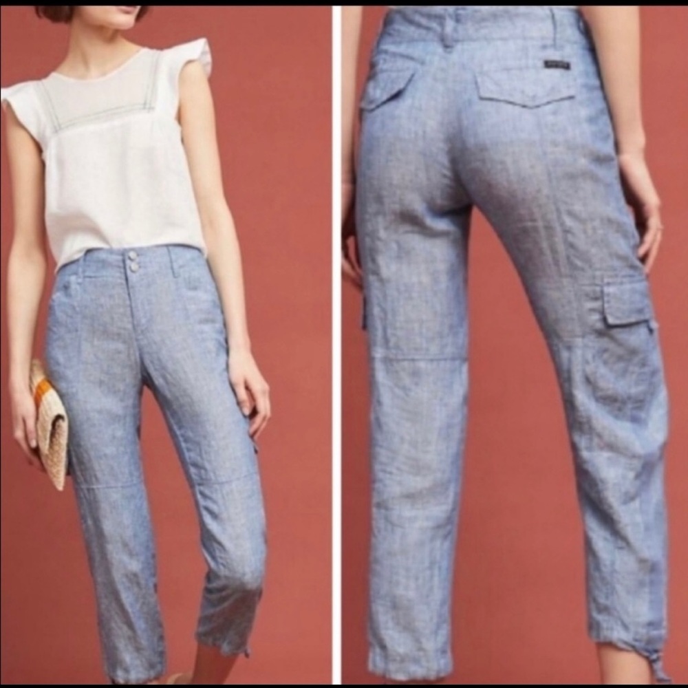 Santuary Anthropologie Linen Cargo Pants